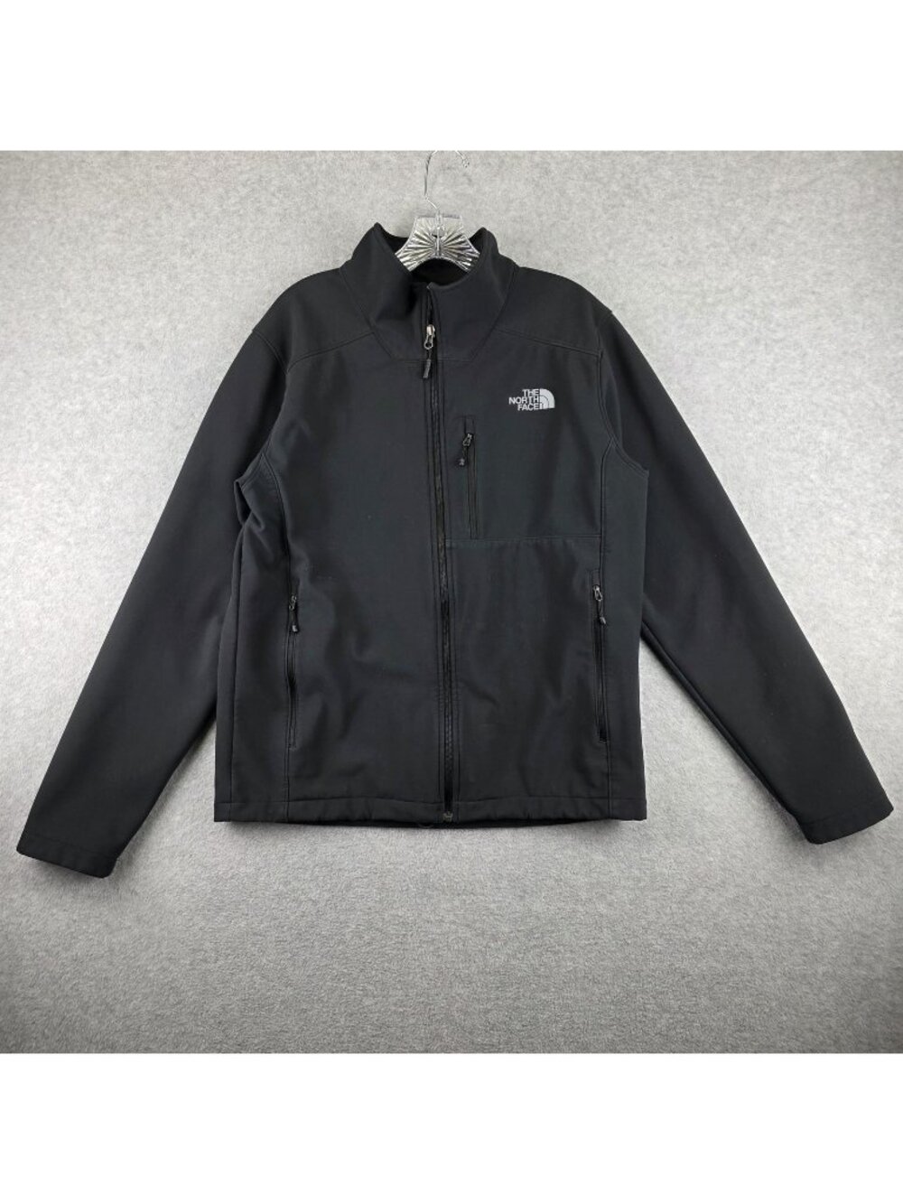 The North Face Jacket Mens M Black Softshell Windbreaker Full Zip Lined